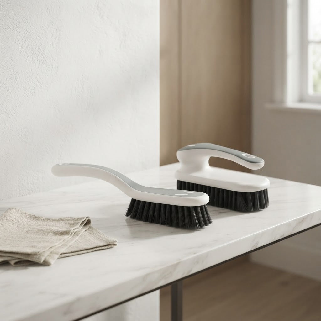 Soft-Bristle Laundry and Shoe Brush Set, 2-Pack, Gray