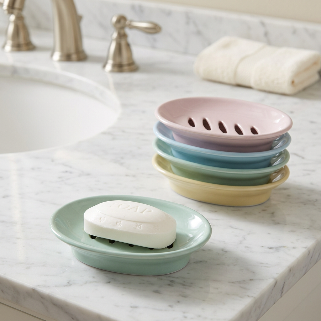 Draining Soap Dish, 15.5 x 11.5 cm, Blue, Green, Pink or Khaki