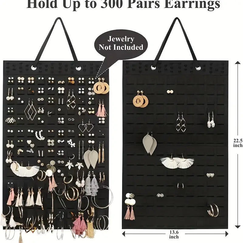 Hanging Felt Jewelry Organizer, Foldable Storage Bag with Compartments