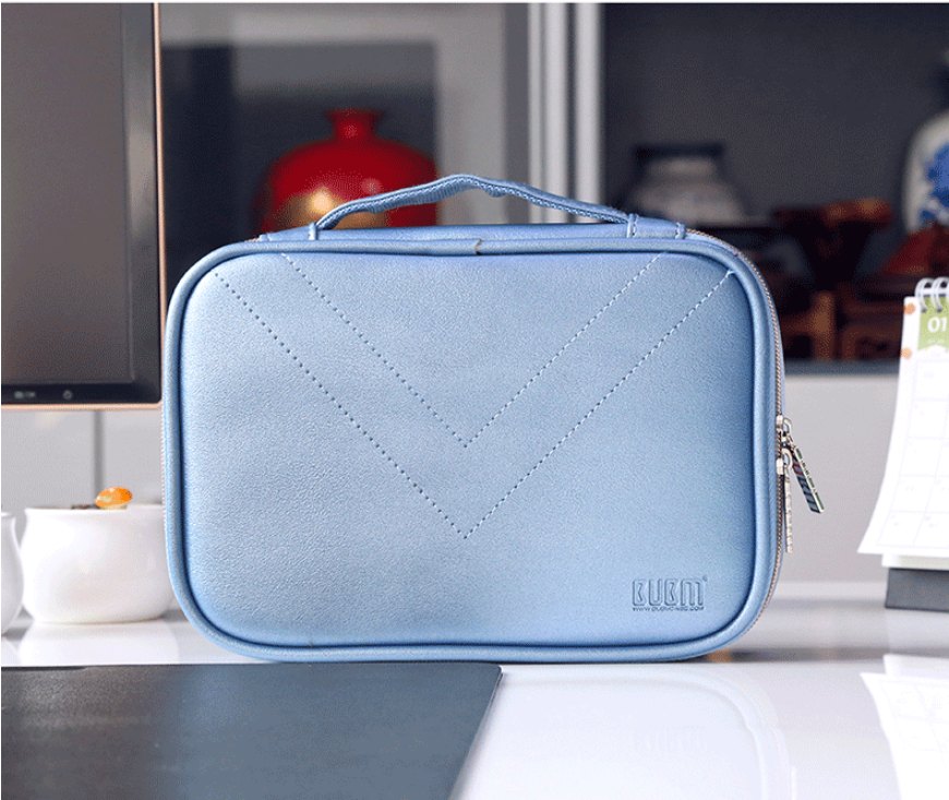 Faux Leather Cable Organizer Bag for Travel, 3 Sizes