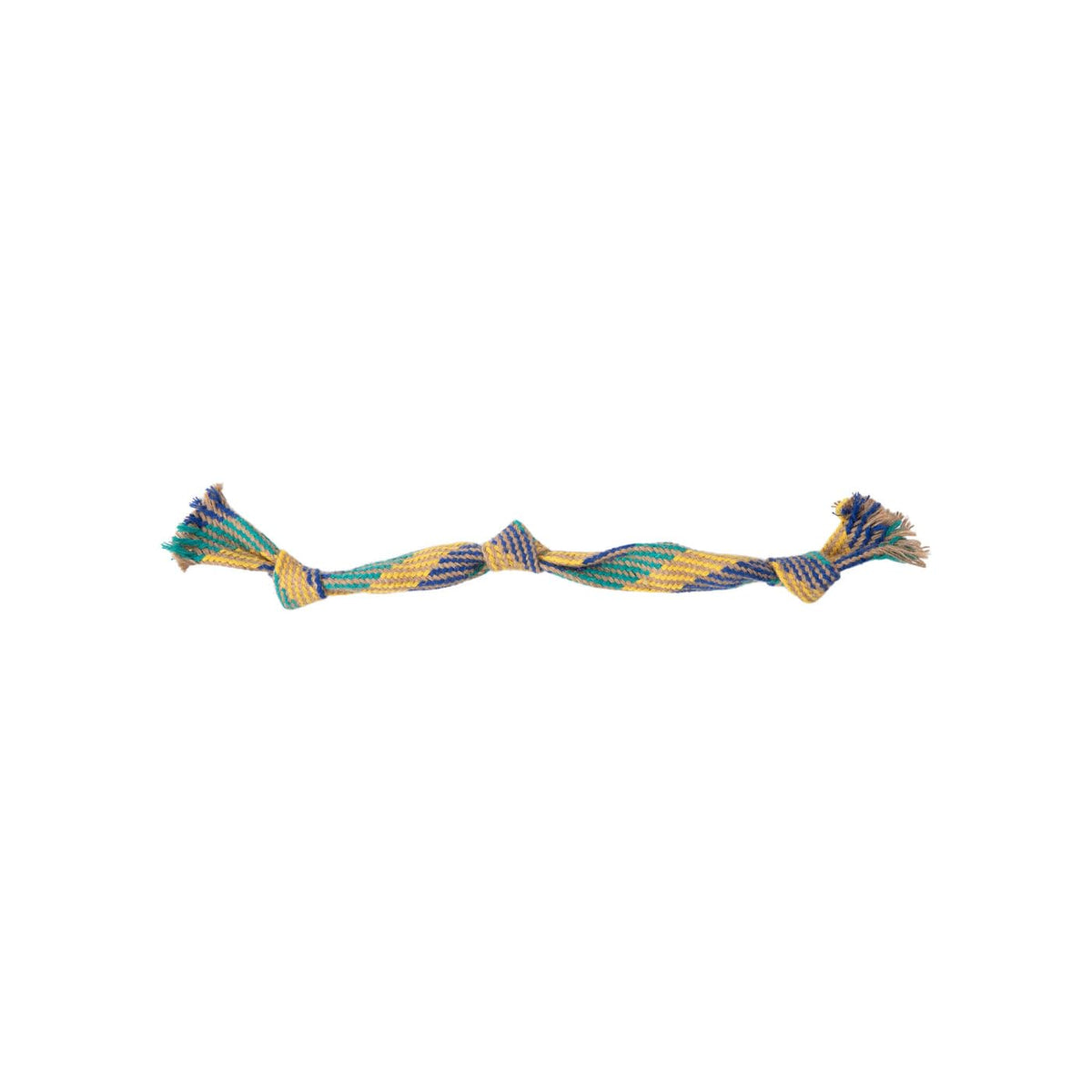 Hemp and Recycled Cotton Rope Dog Toy with 3 Knots and 2 Squeakers