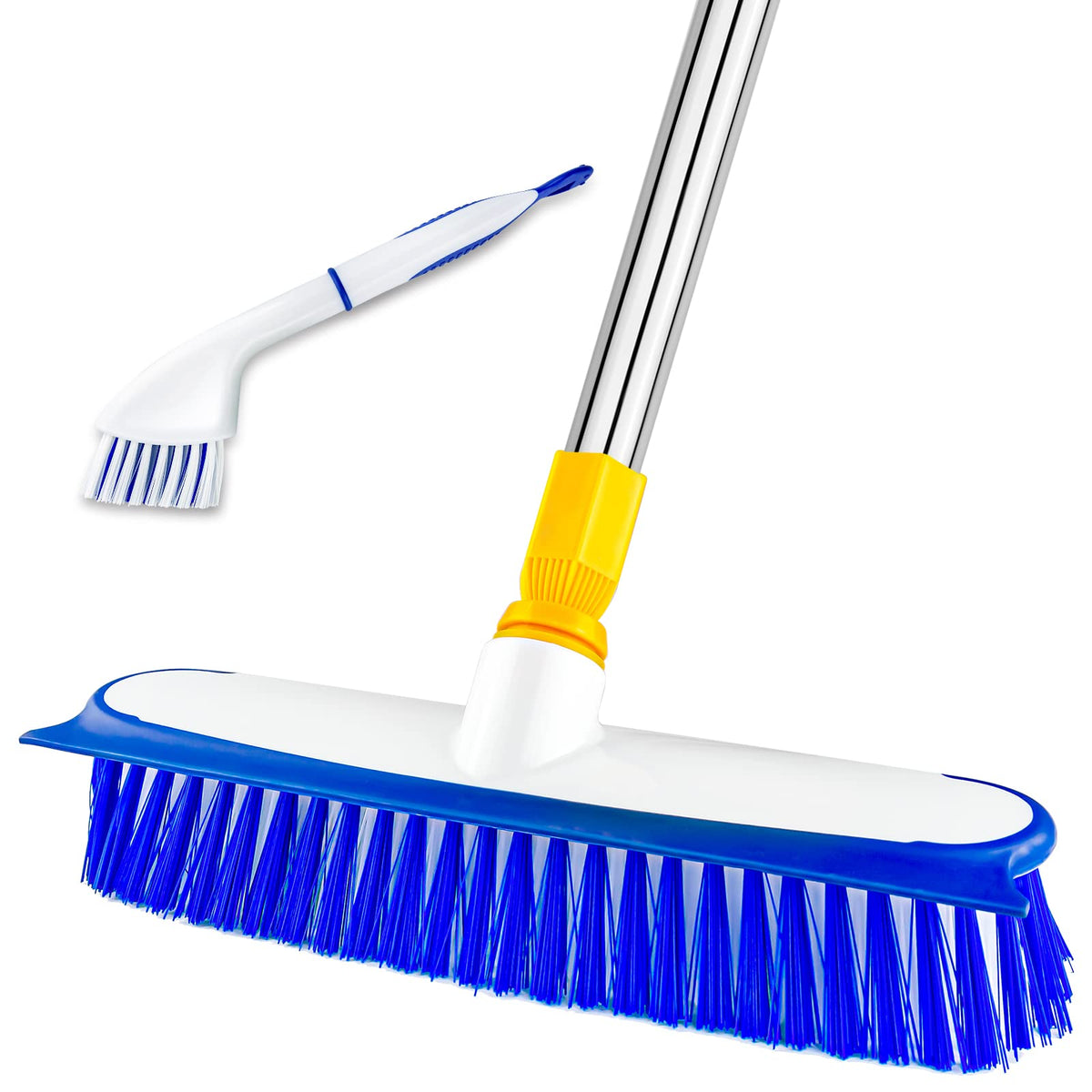 2-in-1 Deck Scrub Brush with 12 in Head, Scraper and Mini Brush