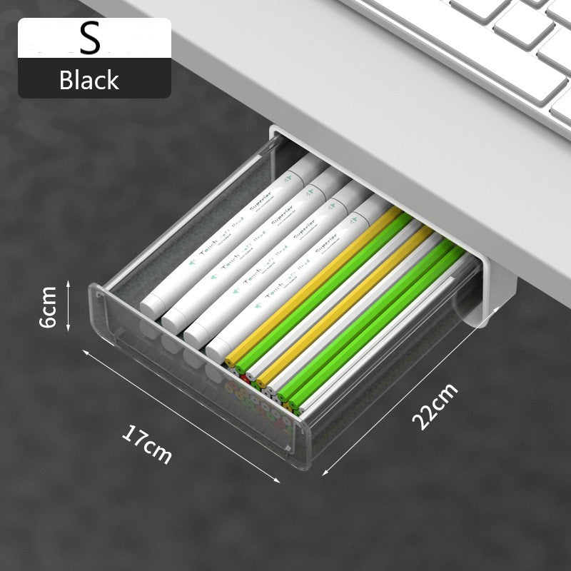 Under-Desk Hidden Drawer Storage Box, Adhesive Mount, S/M/L