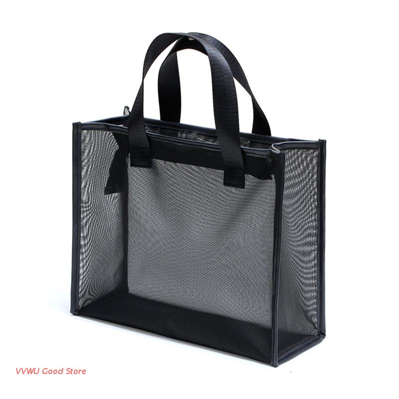 Mesh Zipper Cosmetic Bag, Breathable See-Through Travel Organizer