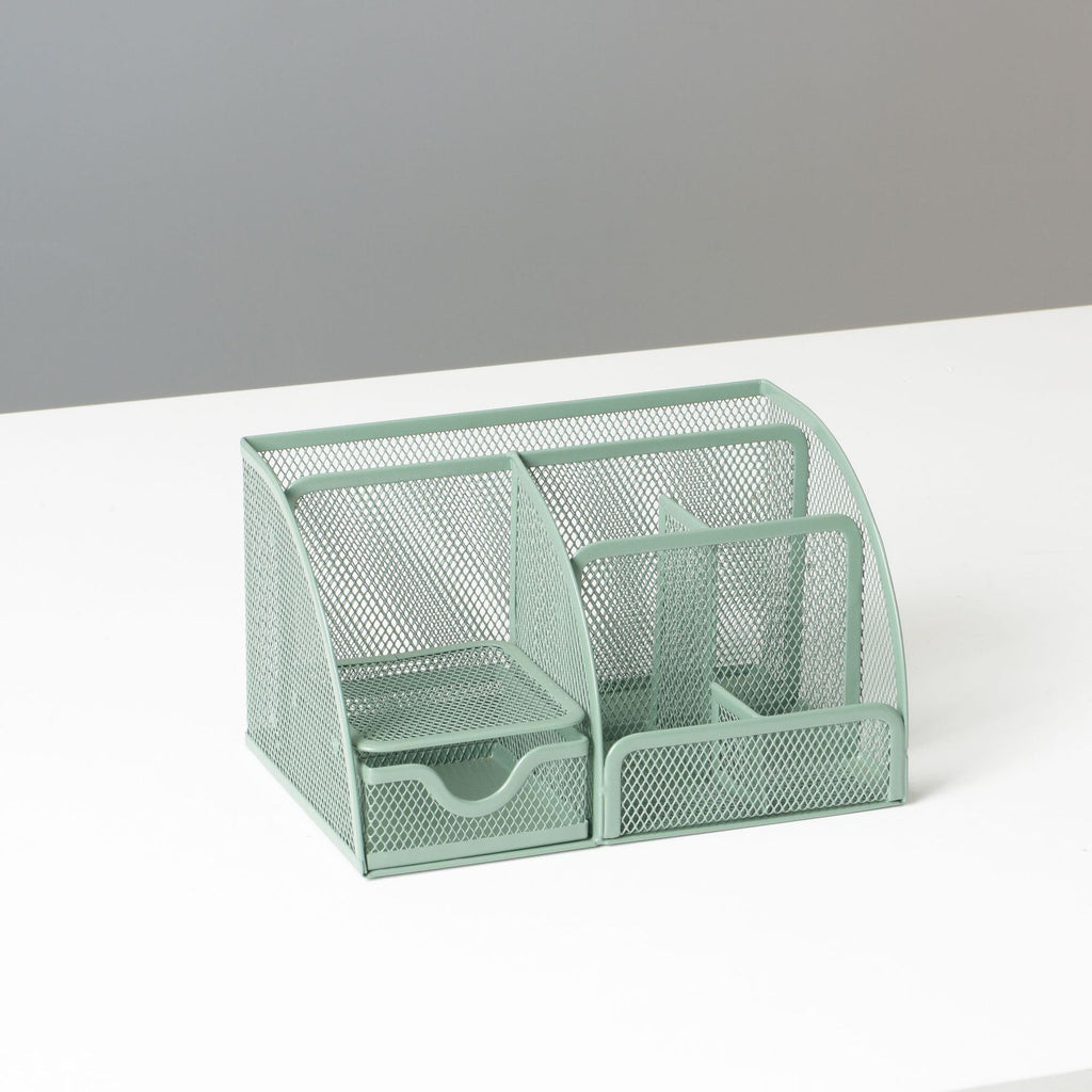 Metal Mesh Desktop Organizer and Pen Holder, 7 Grid