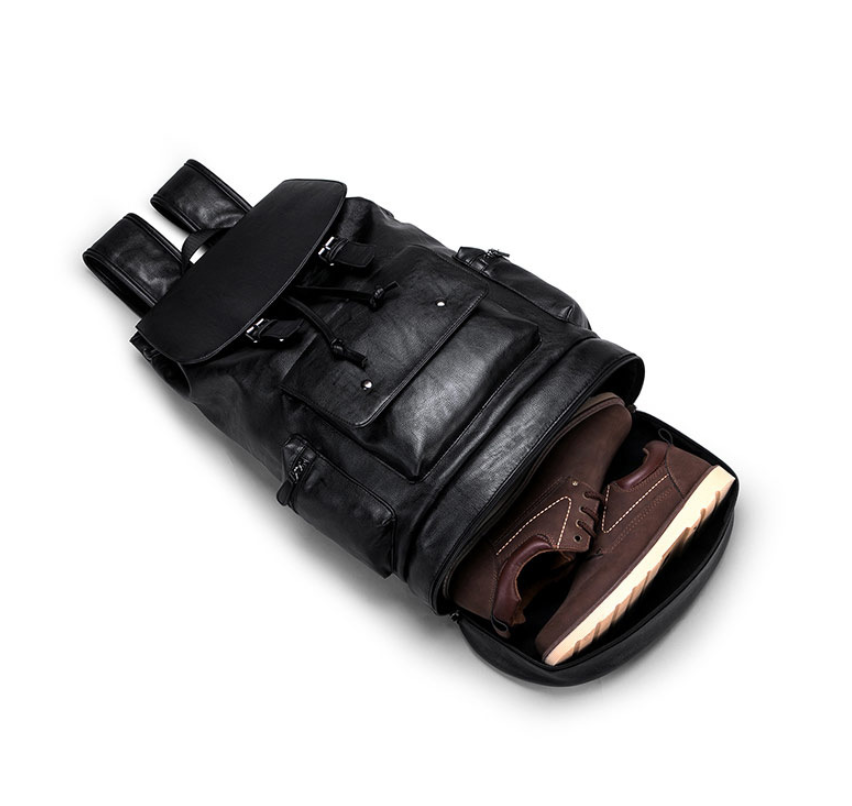 Men's PU Leather Travel Backpack, 45 x 38 x 10 cm