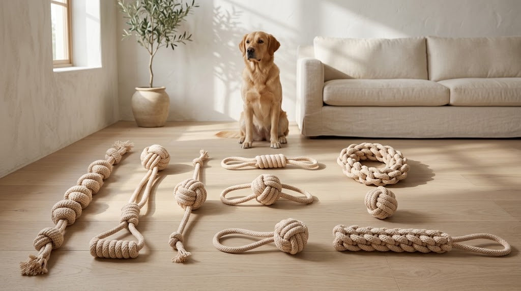 Cotton and Hemp Rope Dog Toy Set, 9 Pack or Single Styles