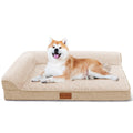 L-Shaped Dog Sofa Bed with Egg Crate Foam and Waterproof Liner, Ivory