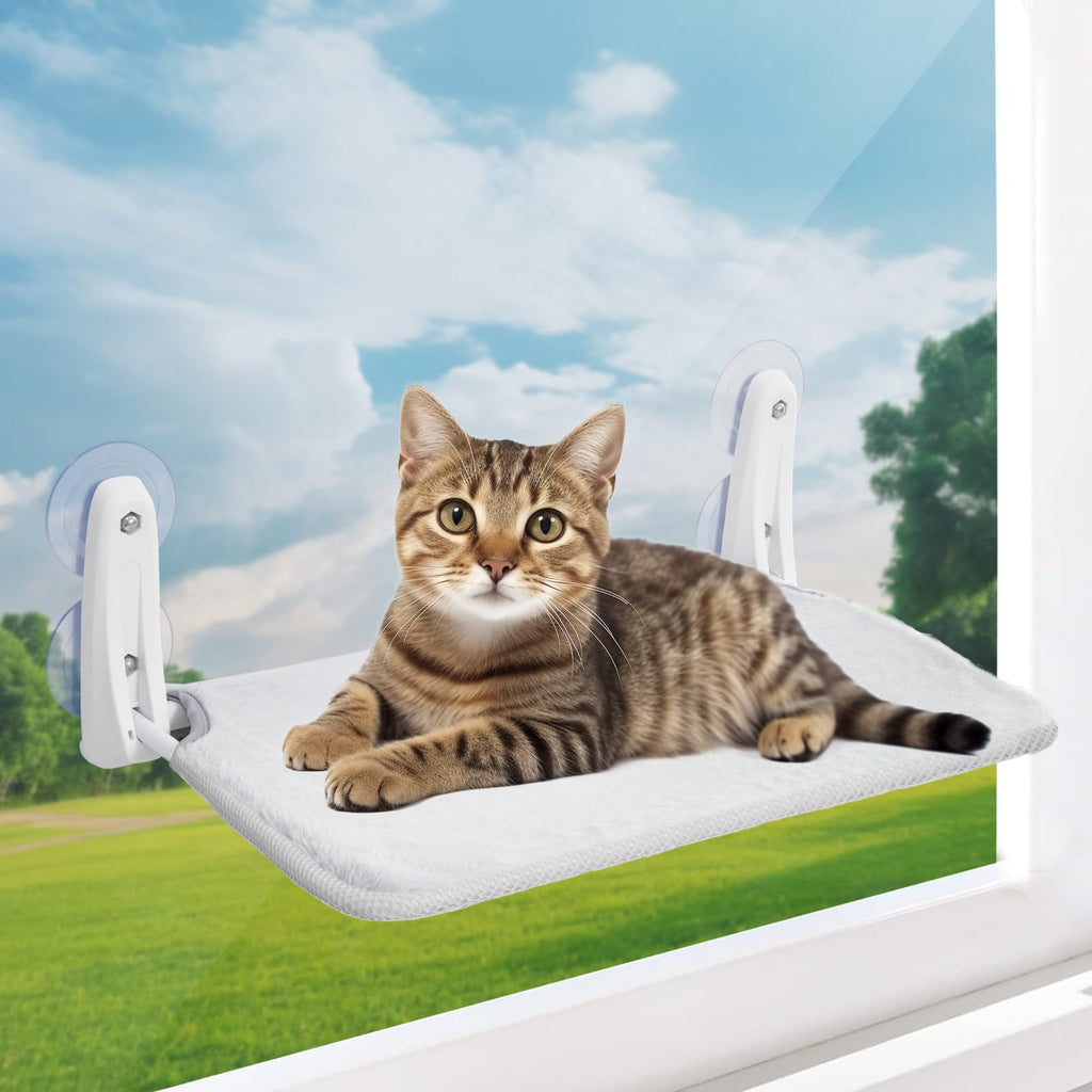 Cordless Cat Window Perch with Suction Cups and Reversible Cover