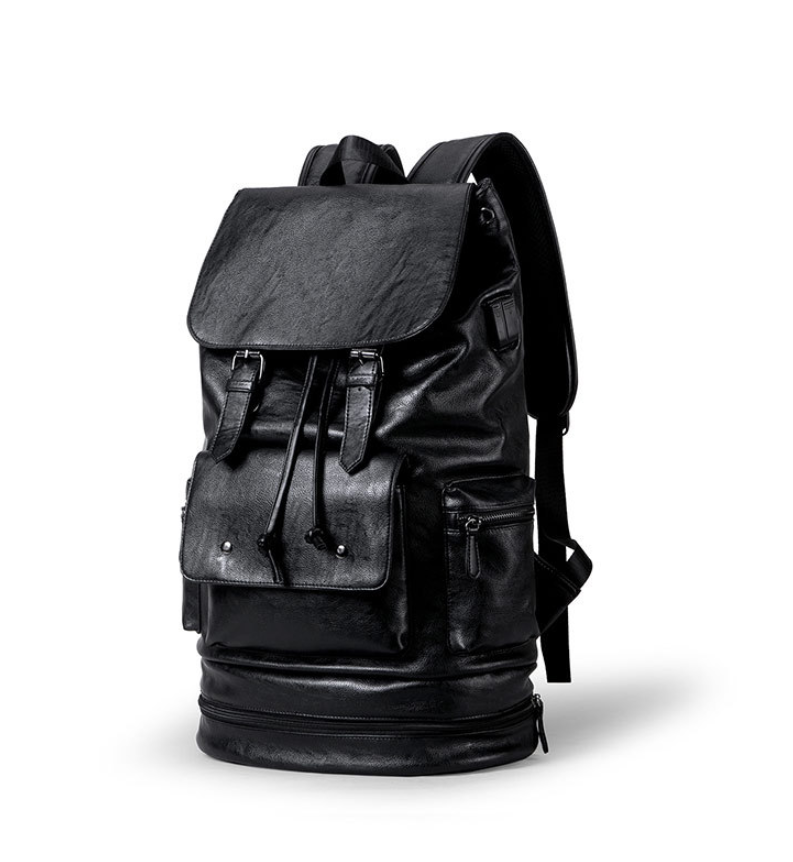 Men's PU Leather Travel Backpack, 45 x 38 x 10 cm