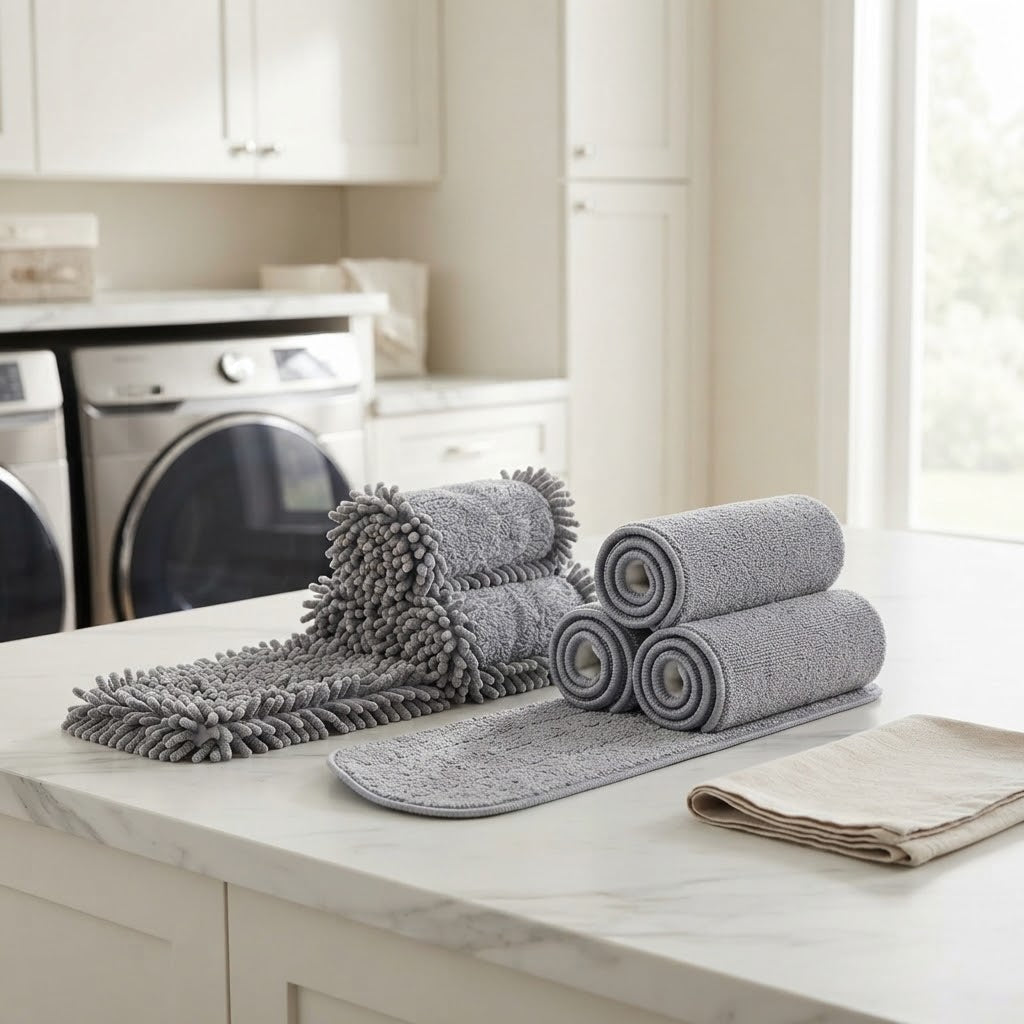 4-Layer Microfiber Spray Mop Pads in 2 Sizes, 6-Pack, Gray