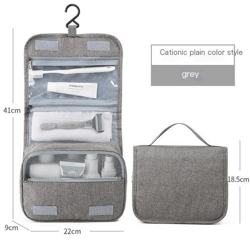 Waterproof Hanging Toiletry Bag, Cube Shape, Grey