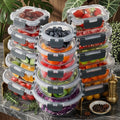Stackable Glass Meal Prep Containers with Lids, Grey, 30-Piece