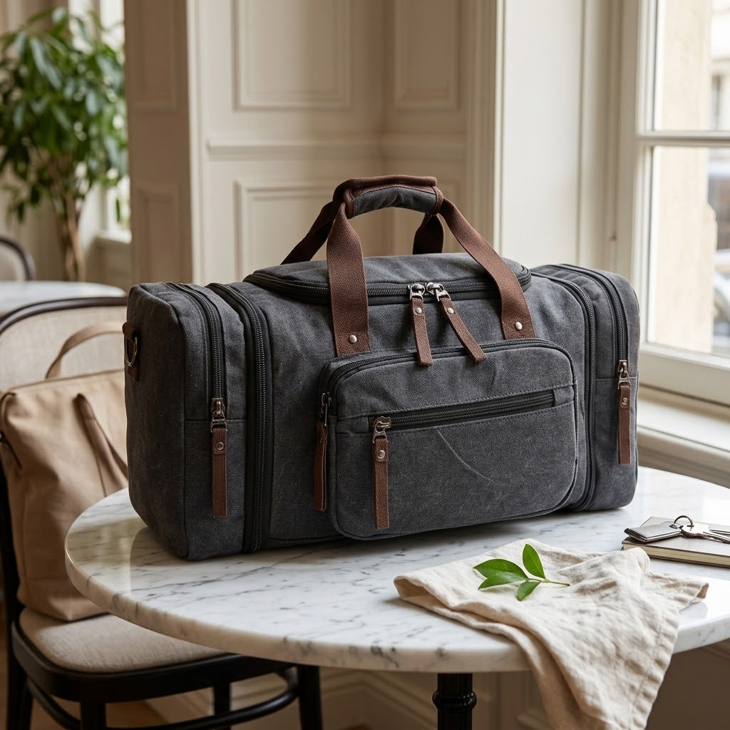 Expandable Canvas Travel Duffel Bag, 36 to 55L