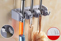 Wall-Mount Mop and Broom Holder with 5 Slots and 2 Hooks