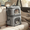 Detachable Double Pet Carrier Backpack for 2 Cats or Dogs, Grey