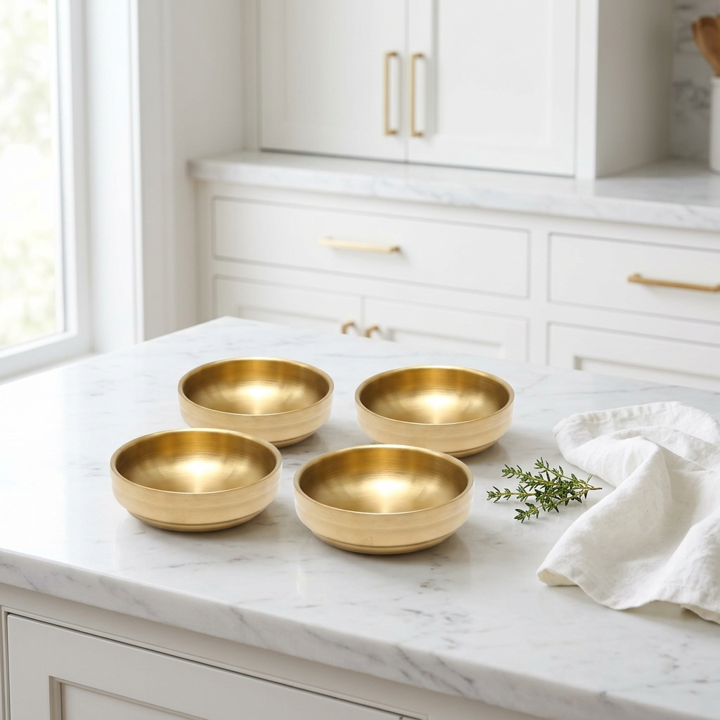 Mini Stainless Steel Sauce Dishes, 3.54 in, Gold, Set of 4