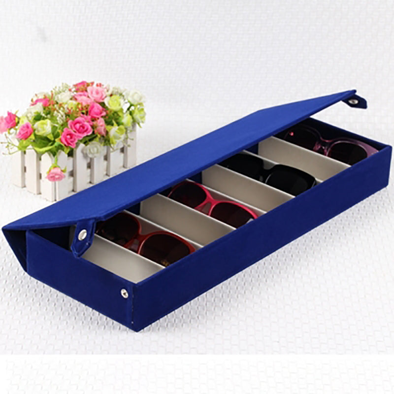 8-Grid Velvet Sunglasses Organizer Box, 48.5 x 18 cm