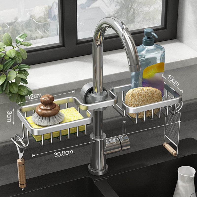 Aluminum Faucet Storage Rack for Sponges and Soap, Black