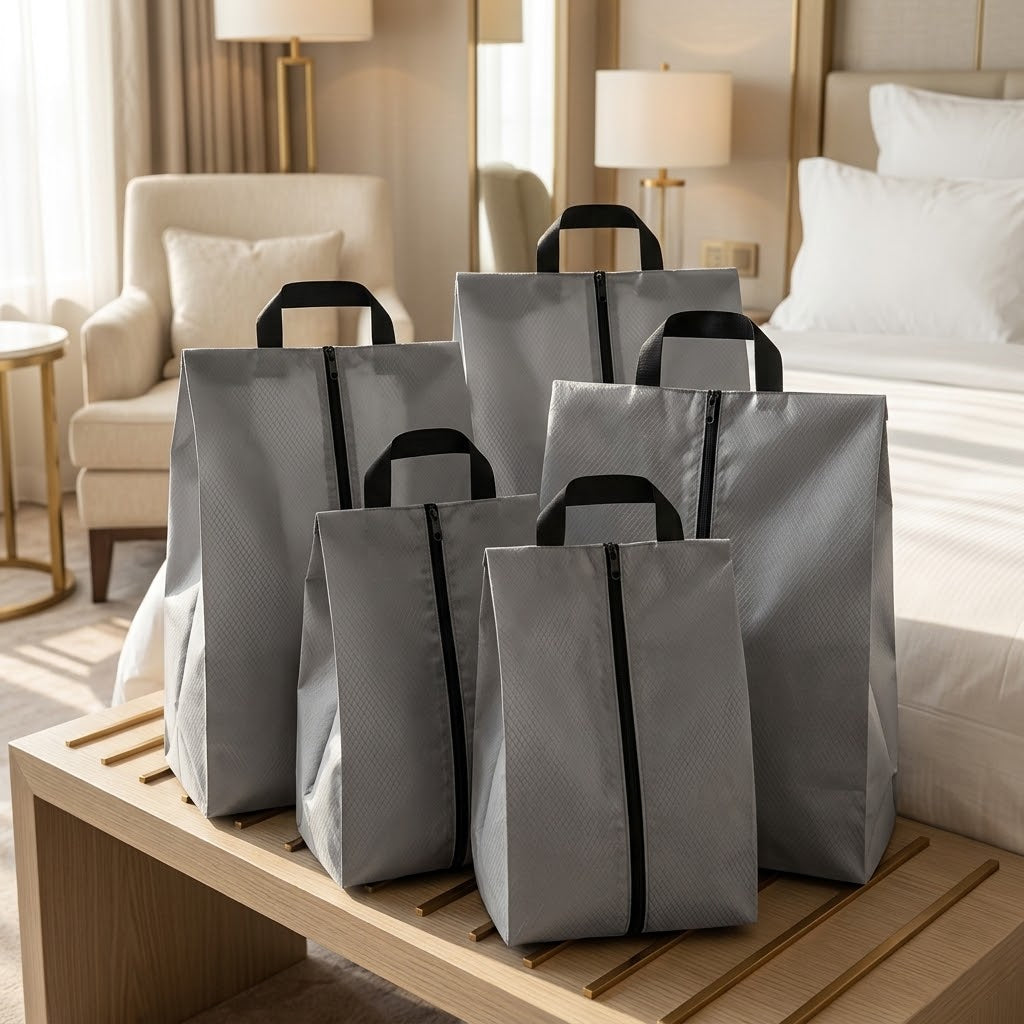Waterproof Oxford Shoe Bags for Travel, 6 Pack, Grey