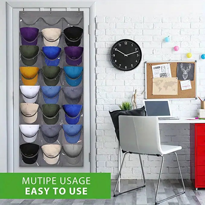 3-Hook Wall-Mount Hat Rack for Baseball Caps