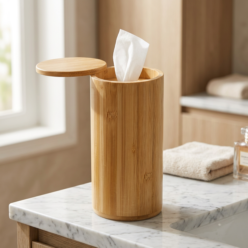 Bamboo Wipes Dispenser with Magnetic Rotating Lid