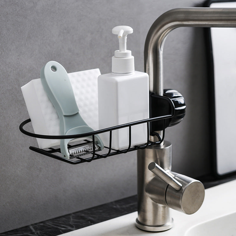 Sink Organizer Basket with Drain Tray, White, Black or Gold