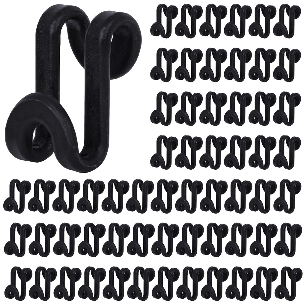 Space-Saving Hanger Connector Hooks for Cascading, 60 Pack, Black