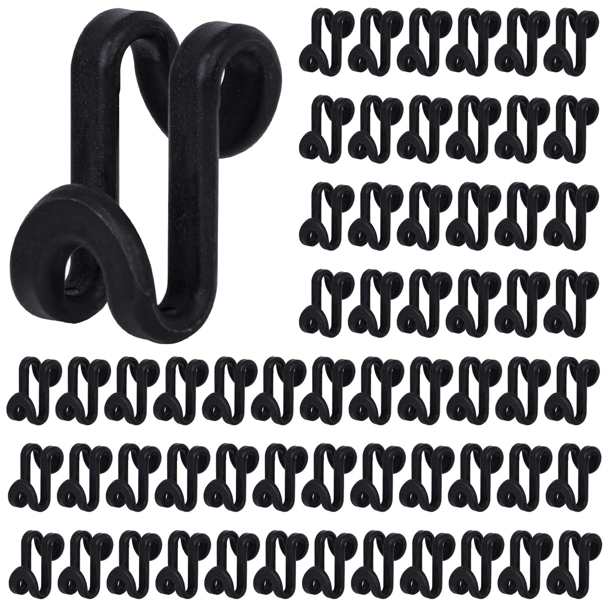Space-Saving Hanger Connector Hooks for Cascading, 60 Pack, Black