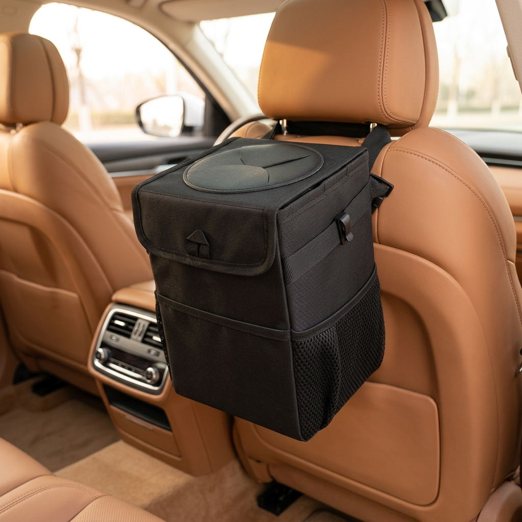 Foldable Waterproof Car Trash Can, 6 L, Black