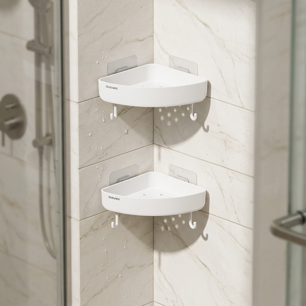Triangular Corner Shower Shelf, Suction Mount, 30 x 20 x 10 cm