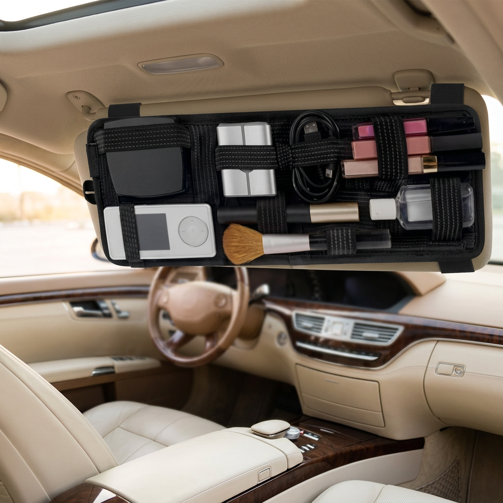 Car Sun Visor Organizer for Phone, Glasses and Cards