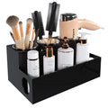 Black Acrylic Hair Tool Organizer with 3 Steel Cups and Cord Holes