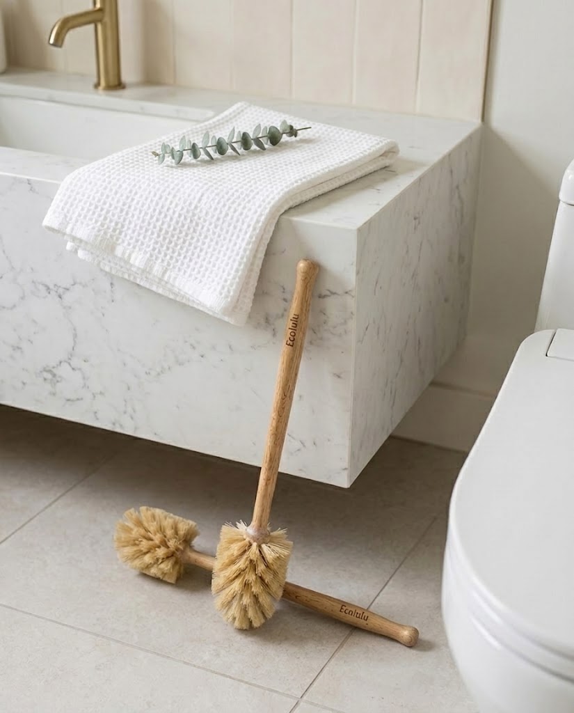 Wood Toilet Brushes with Beechwood Handles and Hemp Bristles, 2-Pack