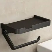 Aluminum Toilet Paper Holder with Phone Shelf, Grey or Black