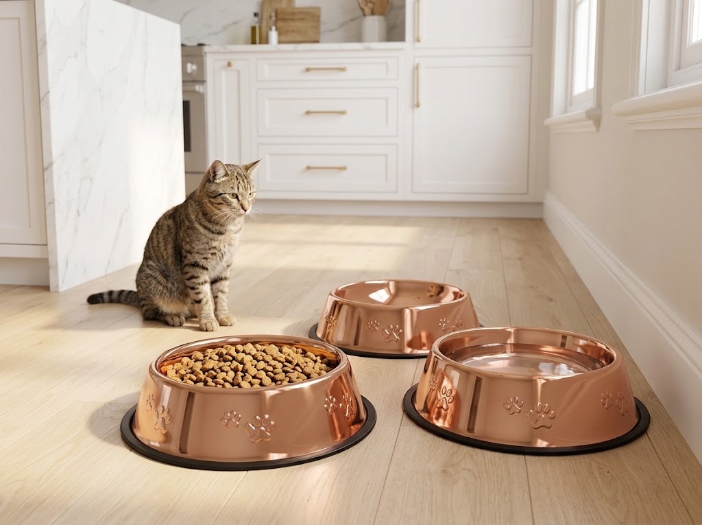 Stainless Steel Pet Bowls with Non-Skid Base, 18 oz, 5 Pack, Bronze