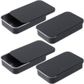 Metal Sliding Floss Travel Cases, 4 Pack, Black