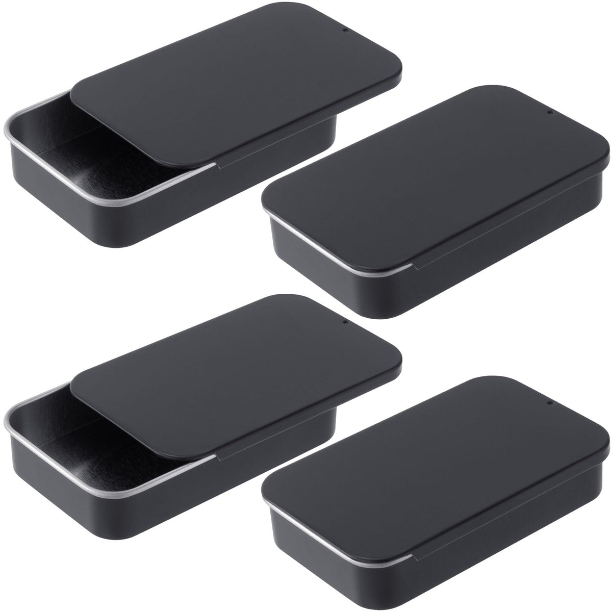Metal Sliding Floss Travel Cases, 4 Pack, Black