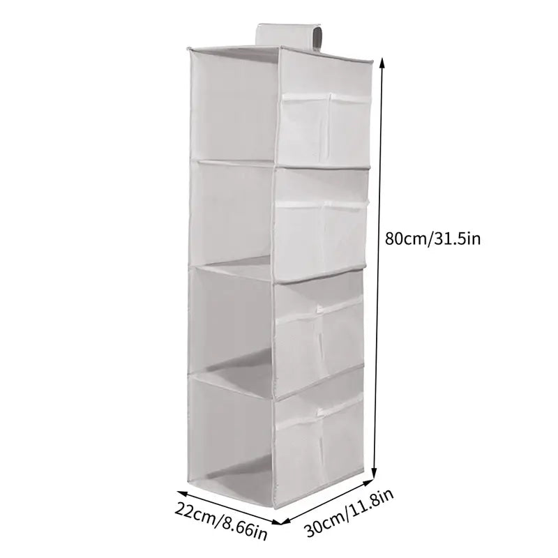 Foldable Fabric Hanging Closet Organizer, Multi-Shelf
