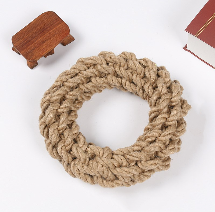 Cotton Rope Ring Dog Tug Toy in Single, Double or Triple Rings