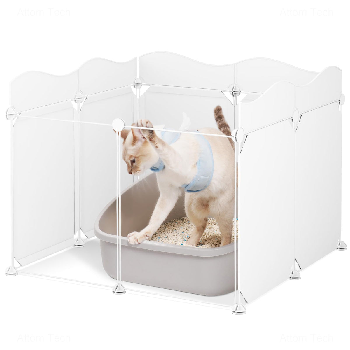 Oversized Wave Litter Box Splash Guard, Waterproof, White