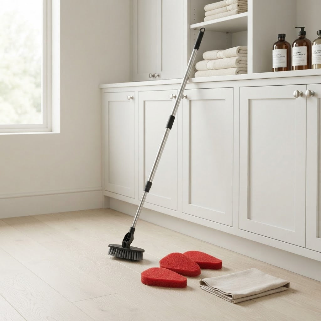 Tile and Tub Scrub Brush with 37 in Extendable Handle and 3 Sponges