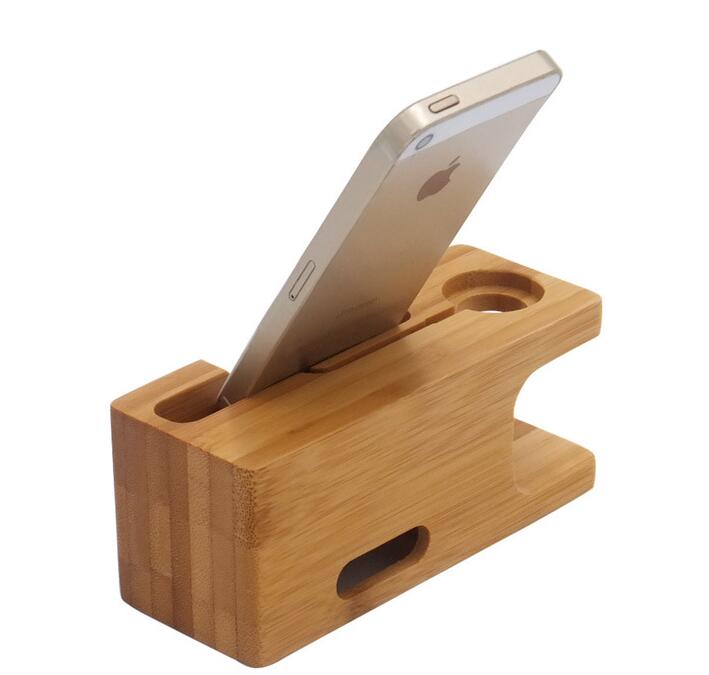 2-in-1 Bamboo Phone Stand and Watch Charging Dock, 140 mm