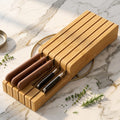 In-Drawer Bamboo Knife Organizer, Holds 5 Knives