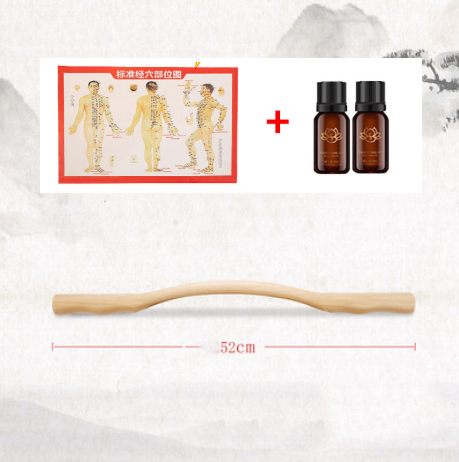 Solid Wood Massage Roller Stick with Wavy Handle, 36–52 cm