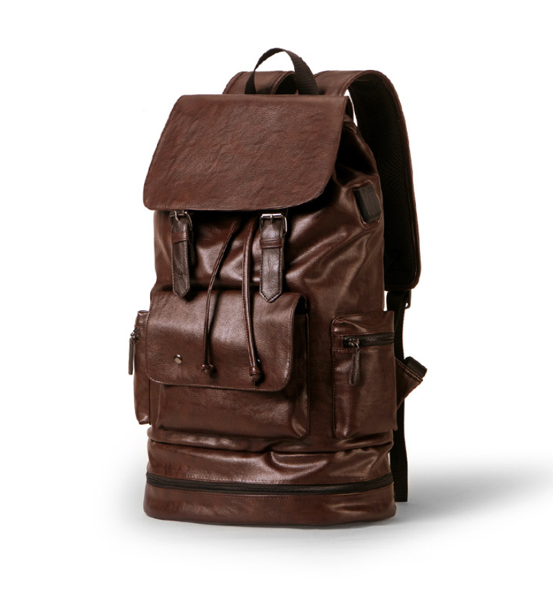 Men's PU Leather Travel Backpack, 45 x 38 x 10 cm