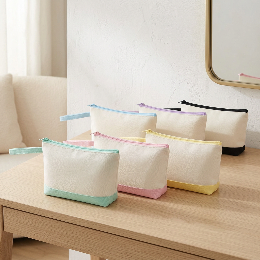 Canvas Zipper Makeup Bags in Bulk, 30 Pack, 10.2 x 5.5 in