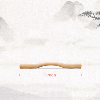 Solid Wood Massage Roller Stick with Wavy Handle, 36–52 cm