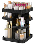 Rotating Acrylic Makeup and Perfume Organizer with Brush Holder, Black