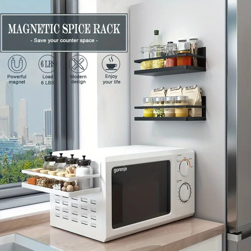 Space-Saving Magnetic Spice Rack for Kitchen Refrigerators